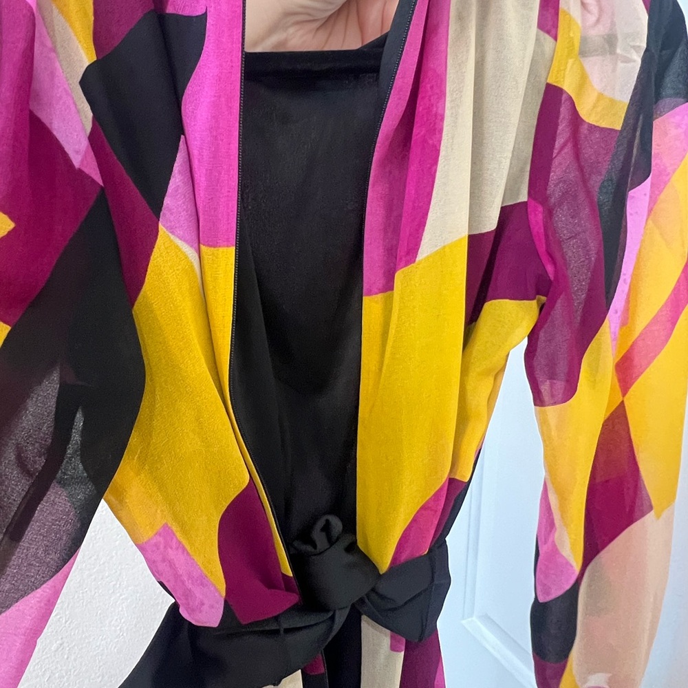 Karl Lagerfeld Pink and Yellow Geometric Scarf